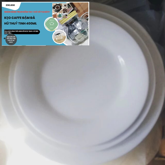 Combo 10 Đĩa sứ trắng thô 20cm- đĩa sứ trắng