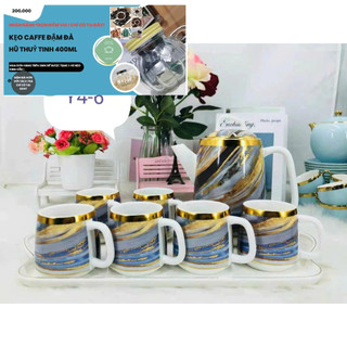 Bộ bình cốc kèm khay sứ xương cao cấp