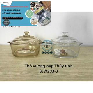 Nồi thủy tinh vàng chịu nhiệt quay lò vi sóng- âu thuỷ tinh không đun nấu , chịu nhiệt 140 độ C