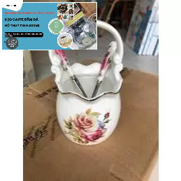 giỏ sứ hoa văn đẹp đựng thìa , lẵng sứ