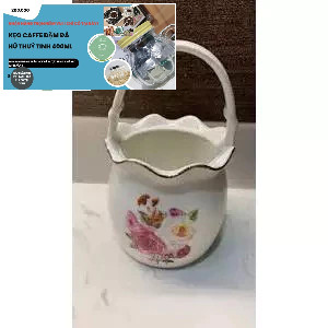 giỏ sứ hoa văn đẹp đựng thìa , lẵng sứ