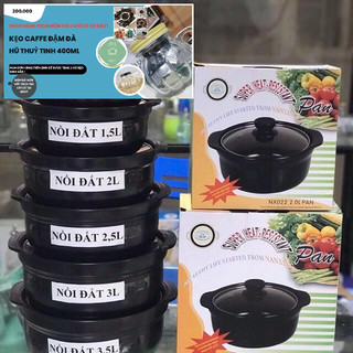 Nồi đất cao cấp 1,5 Lít nắp kiếng
