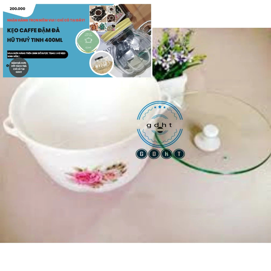 GDHT ÂU SỨ, THỐ SỨ ĐỰNG CƠM CANH CÓ NẮP KÍNH