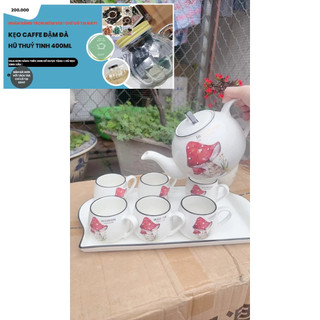 bộ bình cốc kèm khay sứ pha trà