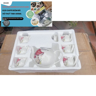 bộ bình cốc kèm khay sứ pha trà