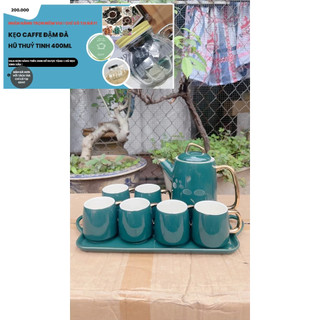 Bộ bình cốc sứ kèm khay cao cấp xanh đậm
