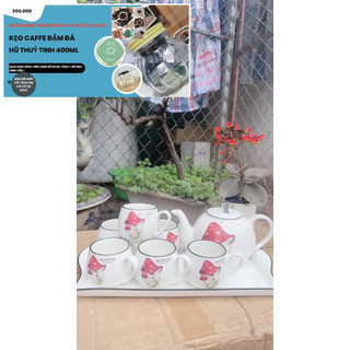 bộ bình cốc kèm khay sứ pha trà