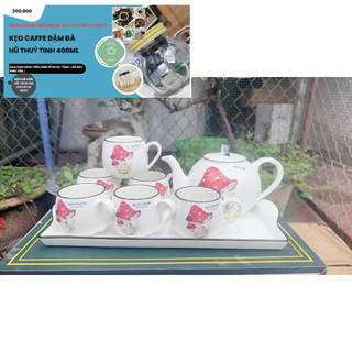 bộ bình cốc kèm khay sứ pha trà