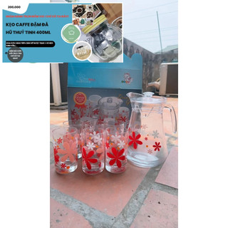 Bộ bình cốc thủy tinh hoa văn đẹp- 1 bình 6 cốc