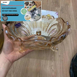 BÁT THỦY TINH 3 CHÂN THẢ HOA- tô thuỷ tinh