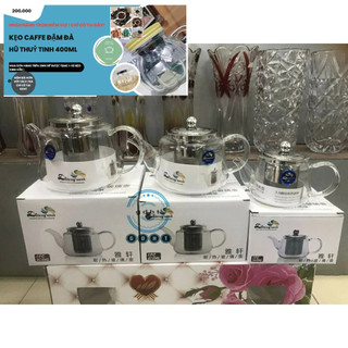 Ấm thuỷ tinh pha trà chịu nhiệt có lưới lọc inox- ấm pha trà 300ml , 650ml , 950ml
