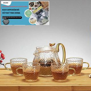 Bộ ấm trà và tách trà thuỷ tinh chịu nhiệt trong suốt cao cấp