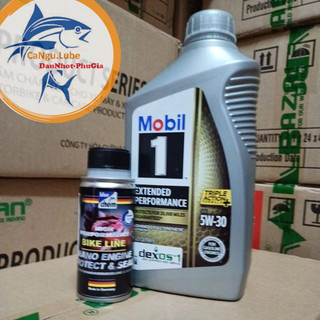 [TĂNG TUỔI THỌ ĐỘNG CƠ] Nhớt Mobil gold Ultra Platinum 4T 5w30 chai 946ml kết hợp PHỤ GIA nano Bluechem