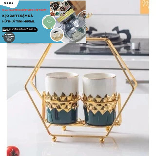 Ống cắm đũa sứ xương cao cấp khung kim loại mạ vàng