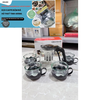 BỘ ẤM PHA TRÀ THỦY TINH LƯỚI LỌC 700ML KÈM 4 CỐC
