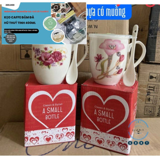Cốc sứ có nắp kèm thìa sứ- Cốc thìa mẫu mới