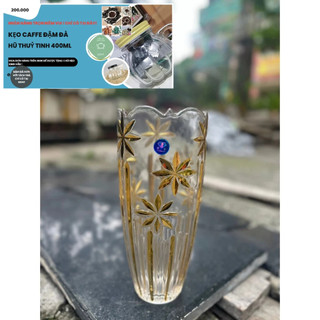 Bình hoa thủy tinh 30cm nhũ vàng hàng cao cấp- Lọ thuỷ tinh khảm vàng