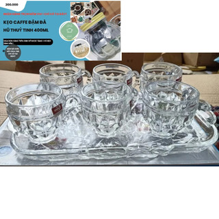 Bộ 6 cốc thuỷ tinh - 6 ly thủy tinh kèm khay thuỷ tinh chịu nhiệt