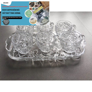 BỘ 6 CỐC THỦY TINH TRẮNG KÈM KHAY - BỘ 6 LY THỦY TINH KÈM KHAY