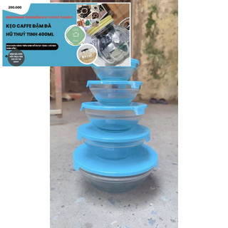 Bộ 5 Tô , 5 Bát thủy tinh cao cấp sáng bóng ( Có Nắp đồng bộ màu) , tránh kiến muỗi, tránh mùi GDHT