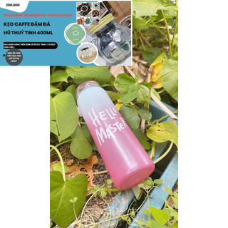 Bình đựng nước Thủy Tinh, Chai thủy tinh đựng nước Hello Master 450ml siêu đẹp