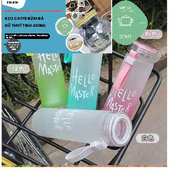 Bình đựng nước Thủy Tinh, Chai thủy tinh đựng nước Hello Master 450ml siêu đẹp