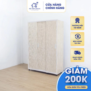 Tủ Quần Áo Nhựa Đài Loan Cửa Lùa 3 Cánh 1m8 Nhiều Ngăn