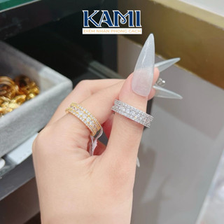 Nhẫn unisex full xoàn đá tấm viền đủ size Kami trang sức sỉ NVP1