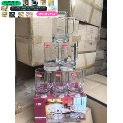 6 ly cốc quai bia thủy tinh 335ml