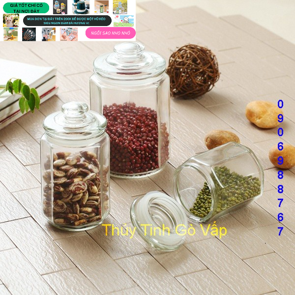 Lọ thủy tinh hình lục lăng 550ml