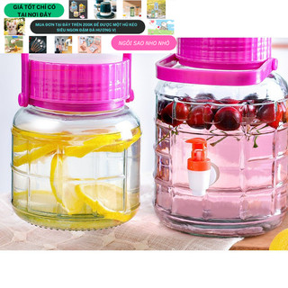 Bình thủy tinh nắp tím có quai xách 2l