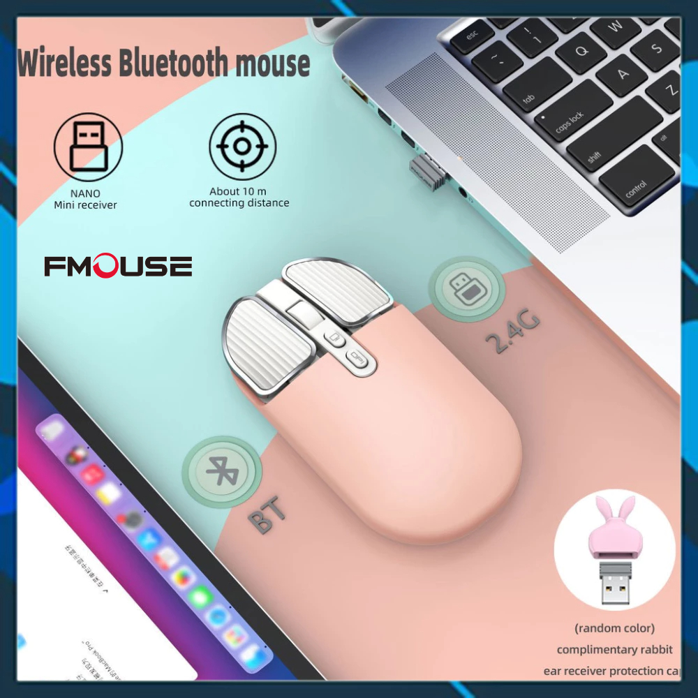 Chuột Bluetooth FMOUSE M203 THẾ HỆ 2| Chuột Laptop, Macbook, PC Pin sạc FM203