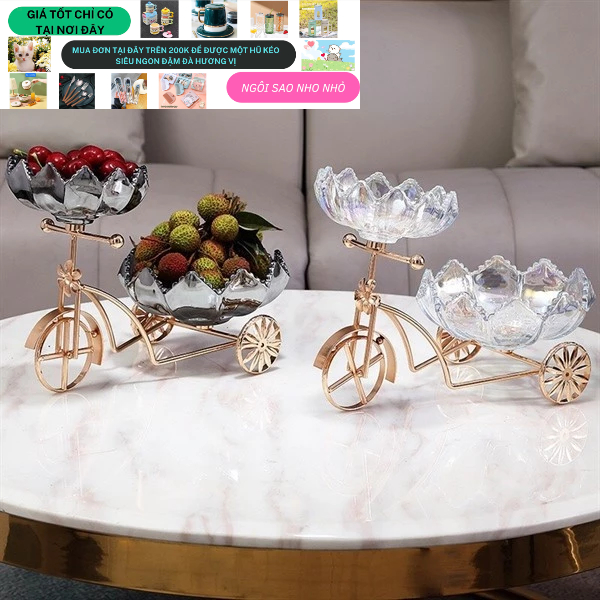 Khay đựng trái cây xe đạp IRDFWH Khay thủy tinh pha lê