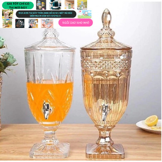 Bình thủy tinh đựng nước có vòi vặn inox đa năng trắng