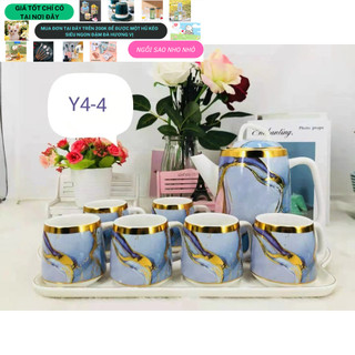 [ Hàng đẹp ] [ Gía rẻ ] Bộ bình cốc sứ kèm khay sứ cao cấp