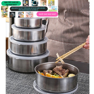 Bộ thố lạnh inox 5 món - bộ 5 hộp đựng thực phẩm inox có nắp đậy