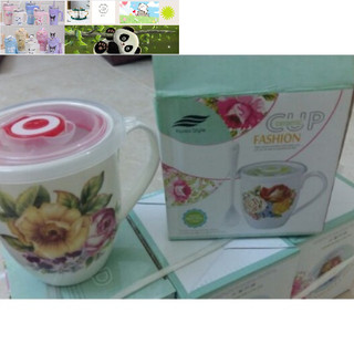 cốc sứ 500ml tặng kèm thìa sứ