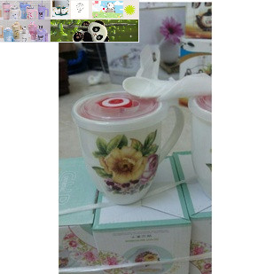 cốc sứ 500ml tặng kèm thìa sứ