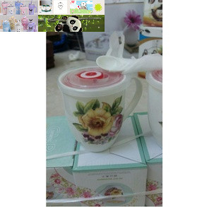 cốc sứ 500ml tặng kèm thìa sứ