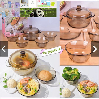 Combo bộ 5 món nồi & 4 bát thuỷ tinh chịu nhiệt- nồi thuỷ tinh