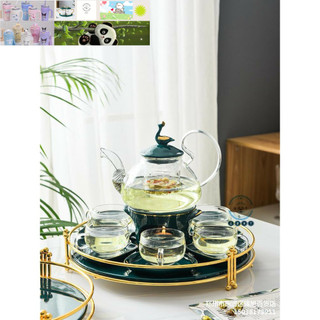 Bộ trà thủy tinh bếp nến cao cấp, Bộ ấm chén thủy tinh