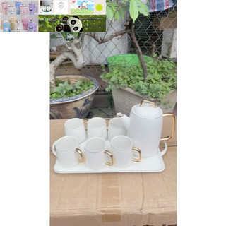 Bộ bình cốc trắng kèm khay cao cấp