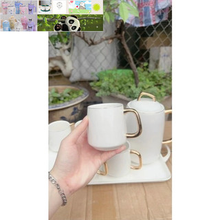 Bộ bình cốc trắng kèm khay cao cấp
