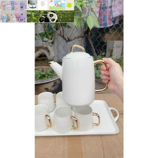 Bộ bình cốc trắng kèm khay cao cấp