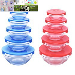 Bộ 5 thố thủy tinh có nắp đậy nhựa
