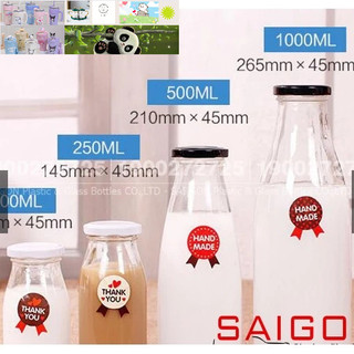Chai Thủy Tinh Tròn 200ml, 500ml, 1000ml nắp thiếc