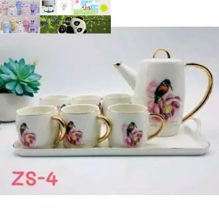 BỘ ẤM CHÉN KÈM KHAY SỨ PHA TRÀ VIỀN VÀNG CAO CẤP