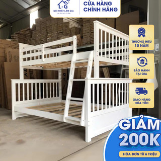 Giường tầng gỗ thông nhập khẩu tầng lệch