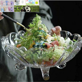 Đĩa, Bát thủy tinh 3 chân trắng pha lê đựng hoa quả, bánh kẹo, thả cá, thả hoa....