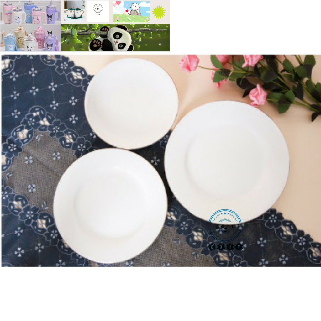 Đĩa sứ_Combo 10 đĩa sứ trắng 18cm